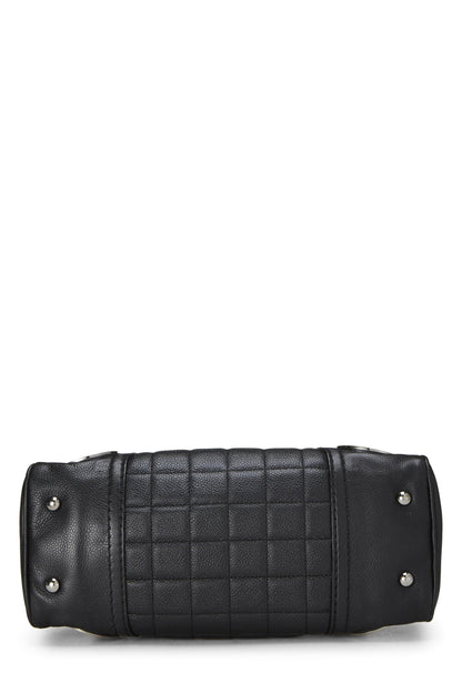 Chanel,  Black Leather Button Dome Satchel, Black