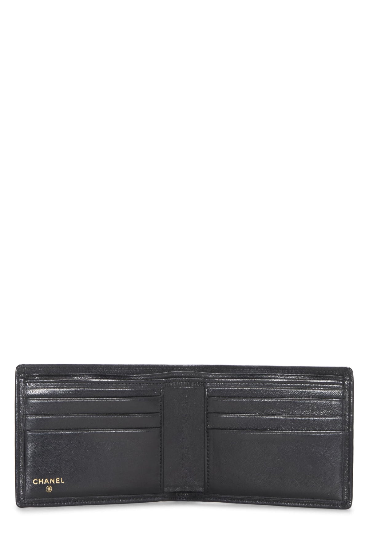 Chanel,  Black Quilted Lambskin Bifold Wallet, Black