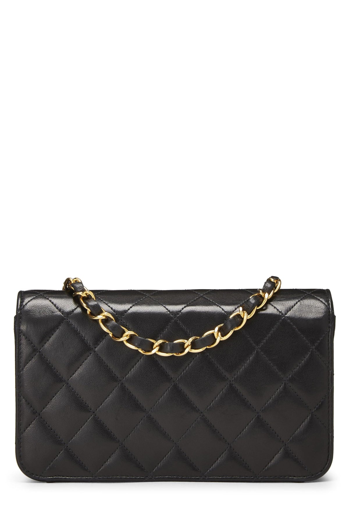 Chanel,  Black Quilted Lambskin Snap Full Flap Mini, Black