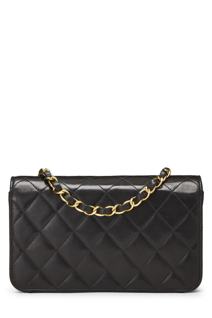 Chanel,  Black Quilted Lambskin Snap Full Flap Mini, Black