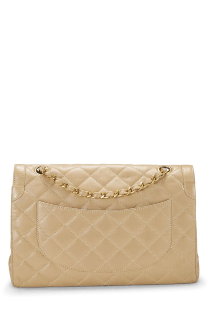Chanel,  Beige Quilted Lambskin Paris Limited Double Flap Medium, Beige
