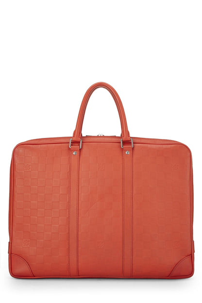 Louis Vuitton,  Orange Damier Infini Porte Documents Voyage, Orange