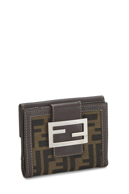 Fendi,  Brown Zucca Canvas Compact Wallet, Brown