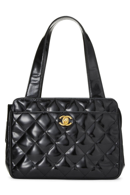 Chanel,  Black Quilted Patent Leather Handbag Small, Black