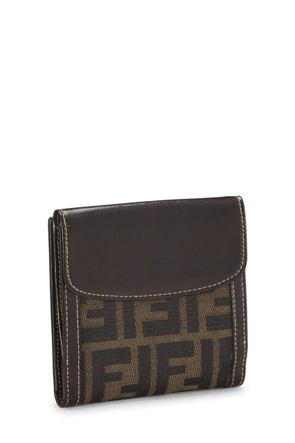 Fendi,  Brown Zucca Canvas Compact Wallet, Brown