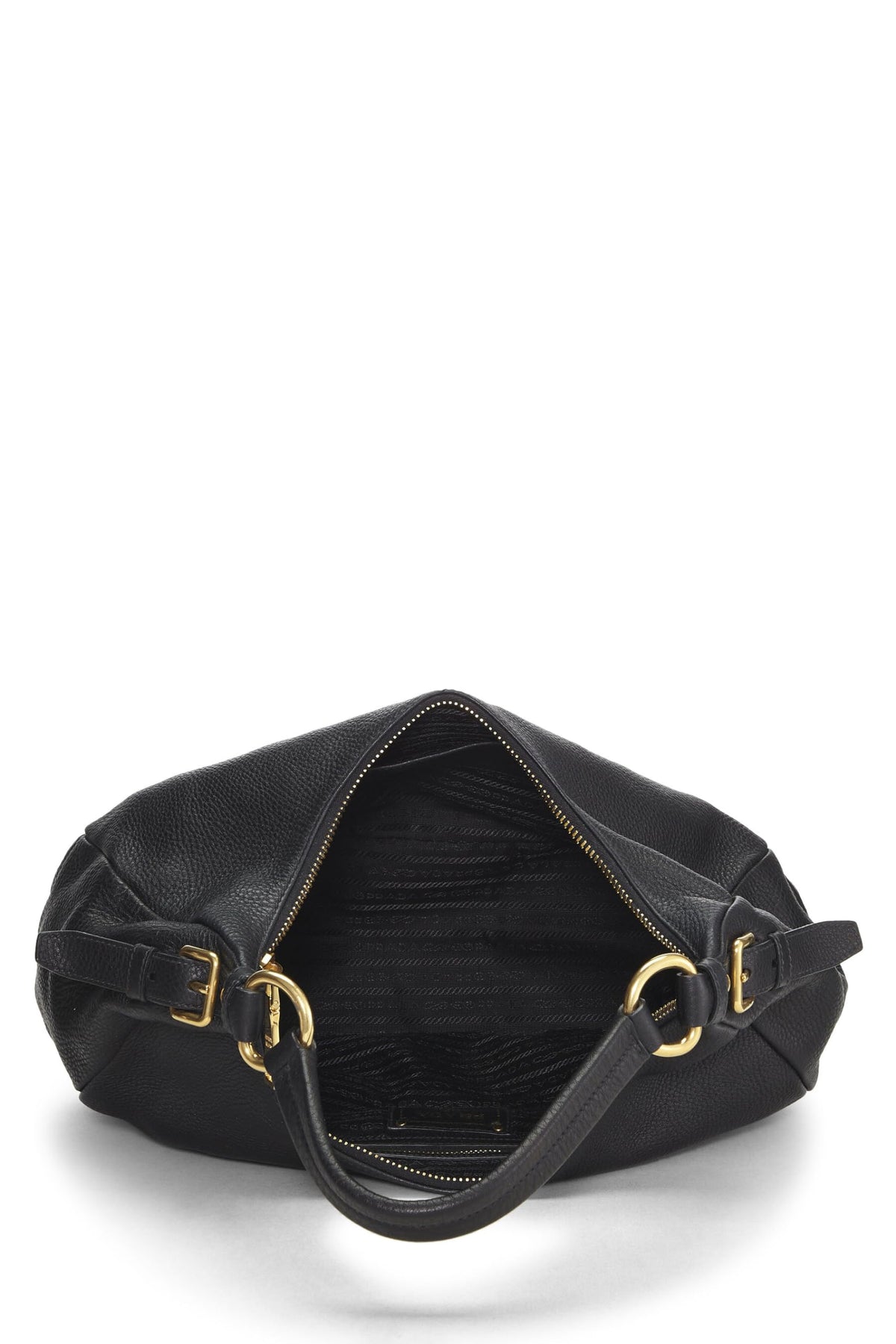 Prada,  Black Vitello Daino Hobo, Black