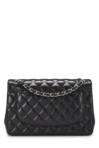 Chanel,  Black Quilted Lambskin New Classic Double Flap Jumbo, Black