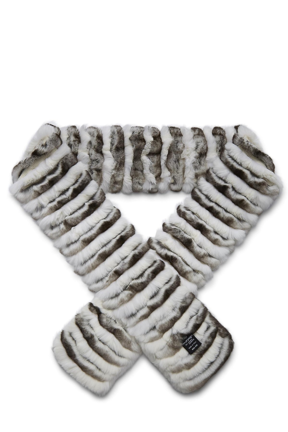 Chanel,  White & Black 'CC' Fur Muffler, White