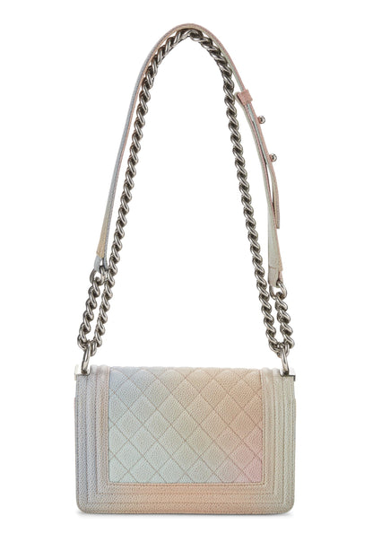 Chanel,  Rainbow Quilted Caviar Boy Bag Small, Pink