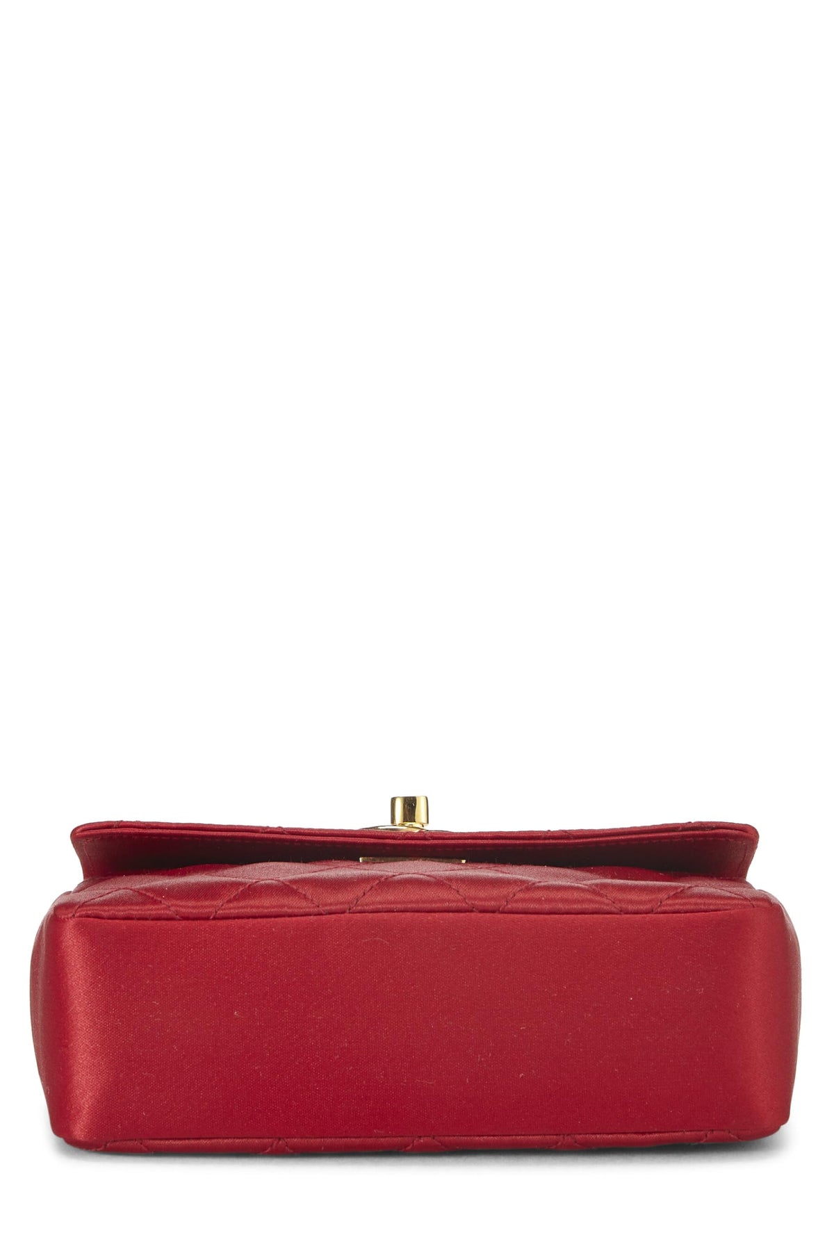 Chanel,  Red Quilted Satin Half Flap Micro, Red