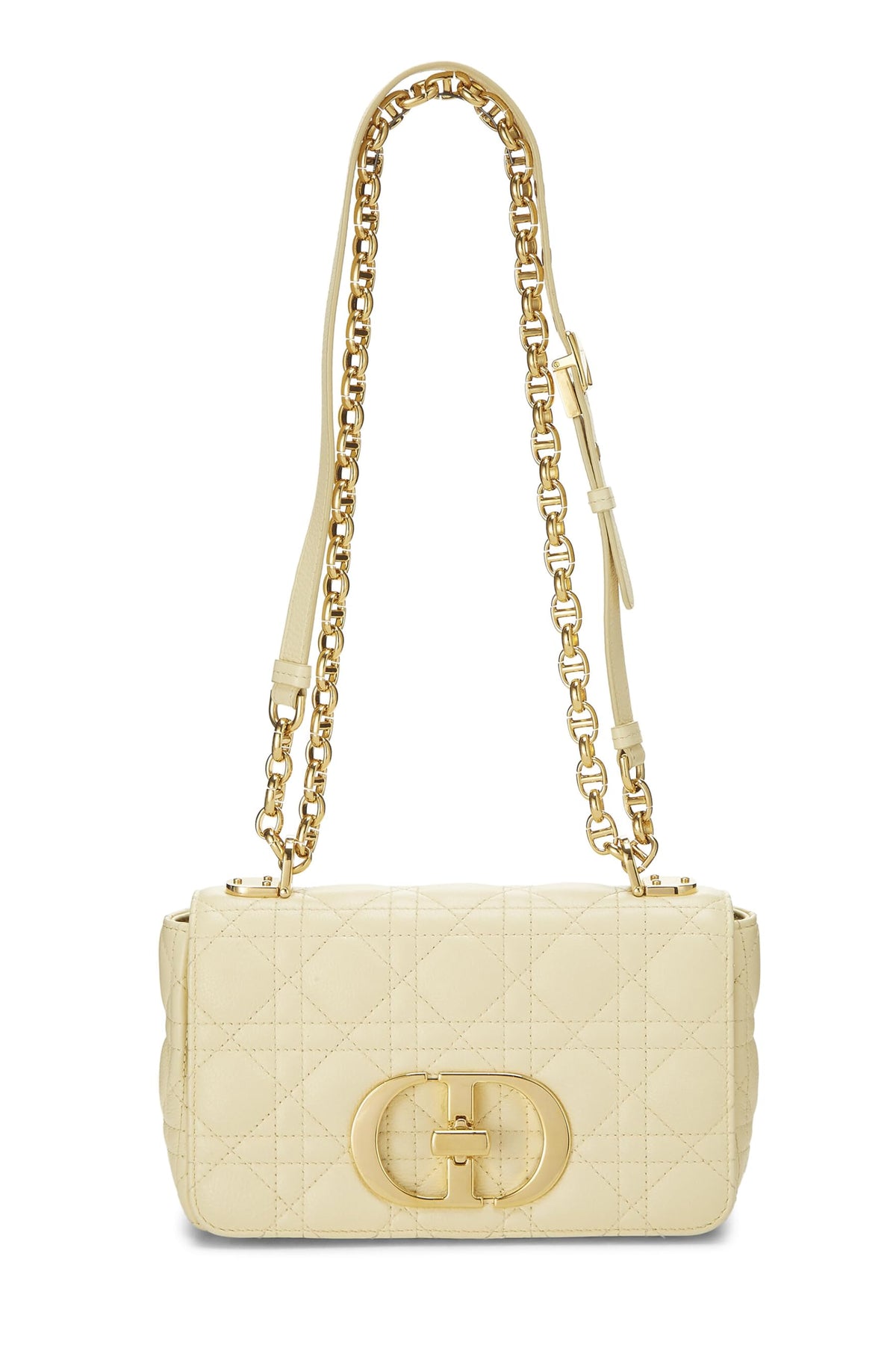 Dior, Yellow Cannage Calfskin Caro Bag Small, Yellow