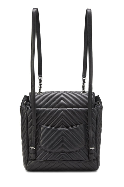 Chanel,  Black Chevron Lambskin Urban Spirit Backpack, Black