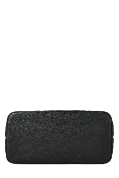 Chanel,  Black Quilted Caviar Medallion Tote, Black
