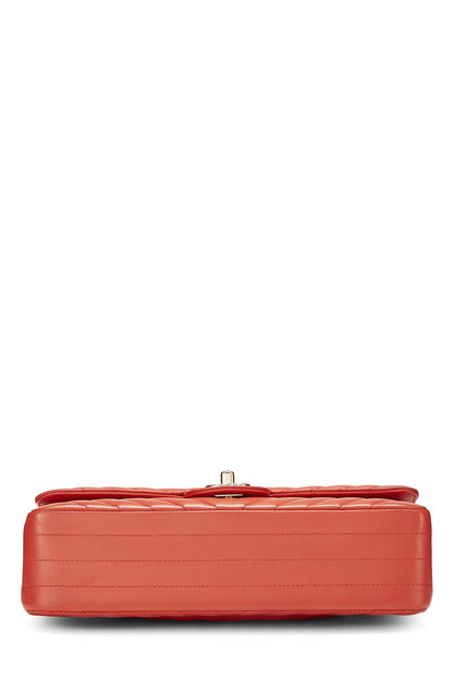 Chanel,  Orange Chevron Lambskin Classic Double Flap Medium, Black