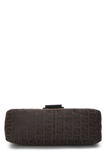 Fendi,  Black Nylon Zucchino Shoulder Bag, Brown