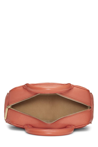 CHANEL,  Coral Quilted Caviar Bowler Mini, Orange
