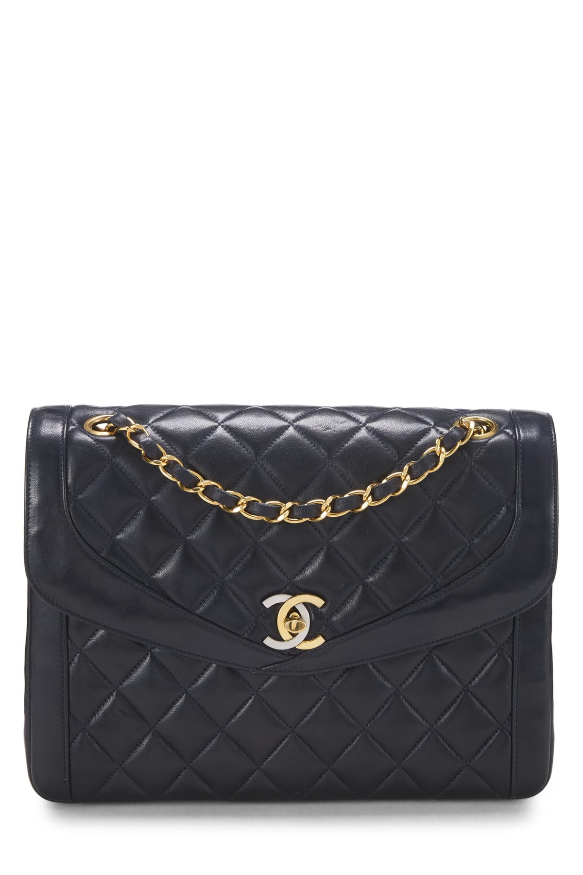 Chanel,  Black Quilted Lambskin Paris Limited Double Flap Small, Navy
