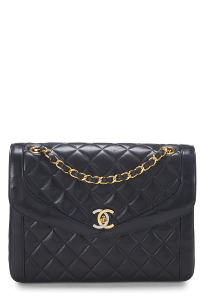 Chanel,  Black Quilted Lambskin Paris Limited Double Flap Small, Navy