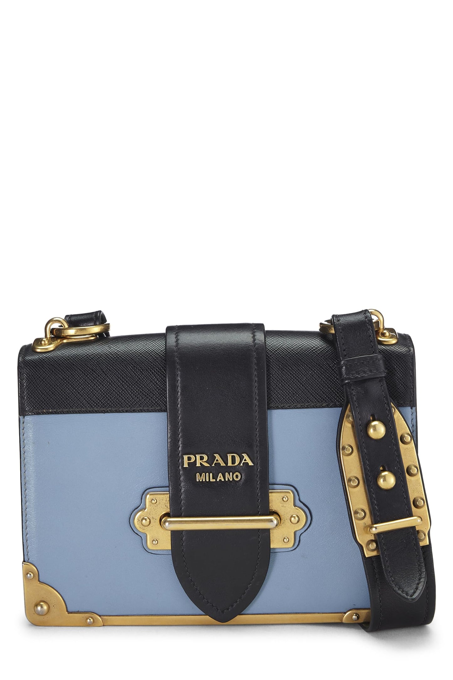Prada,  Blue Leather Cahier Crossbody, Multi