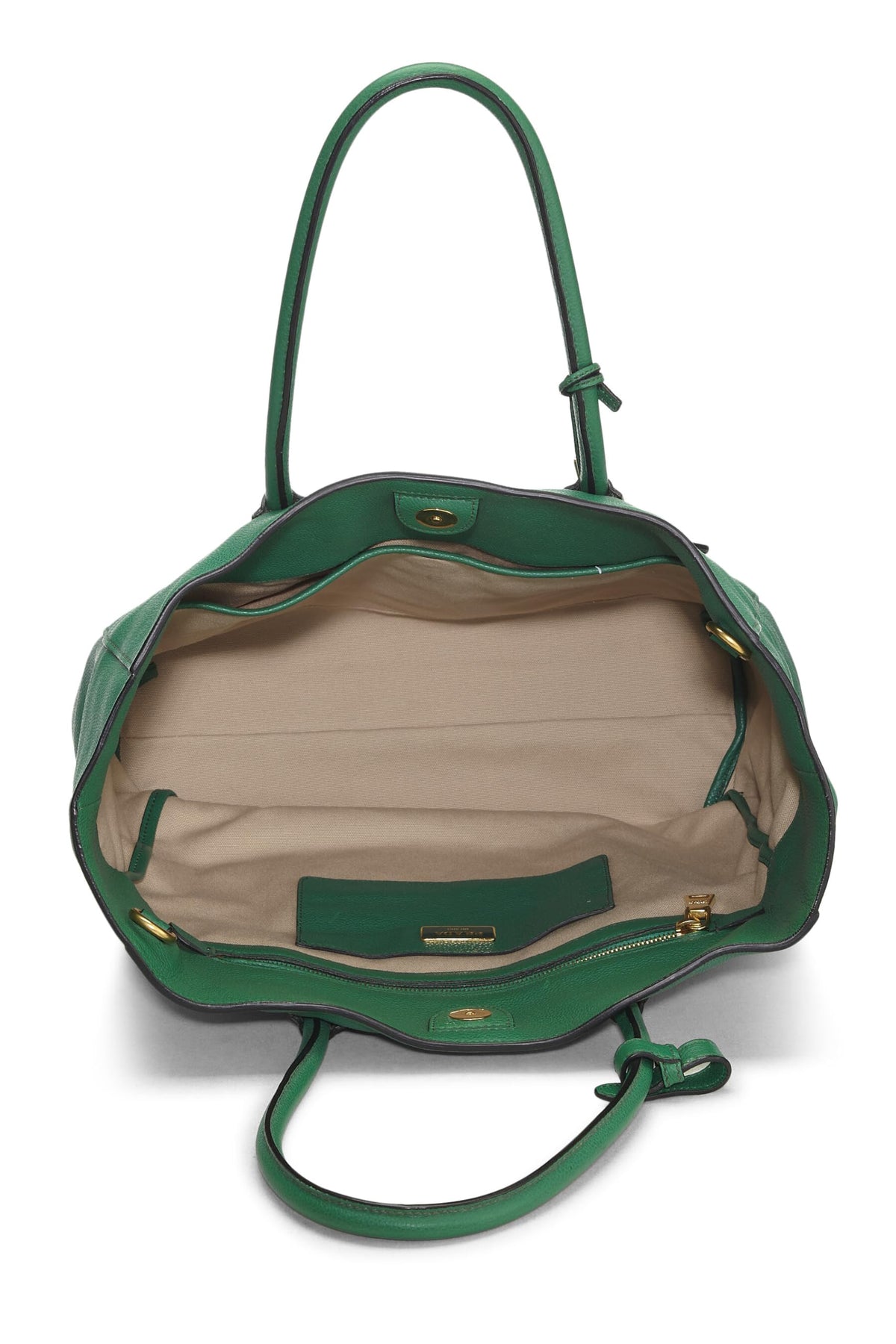 Prada,  Green Vitello Grain Tote, Green