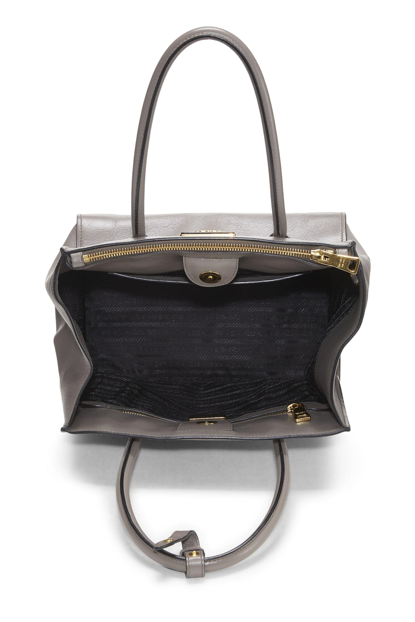 Prada,  Grey Calfskin Trapeze Tote, Grey