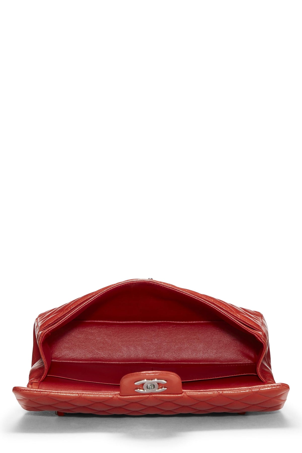 Chanel,  Red Quilted Lambskin Classic Double Flap Medium, Red