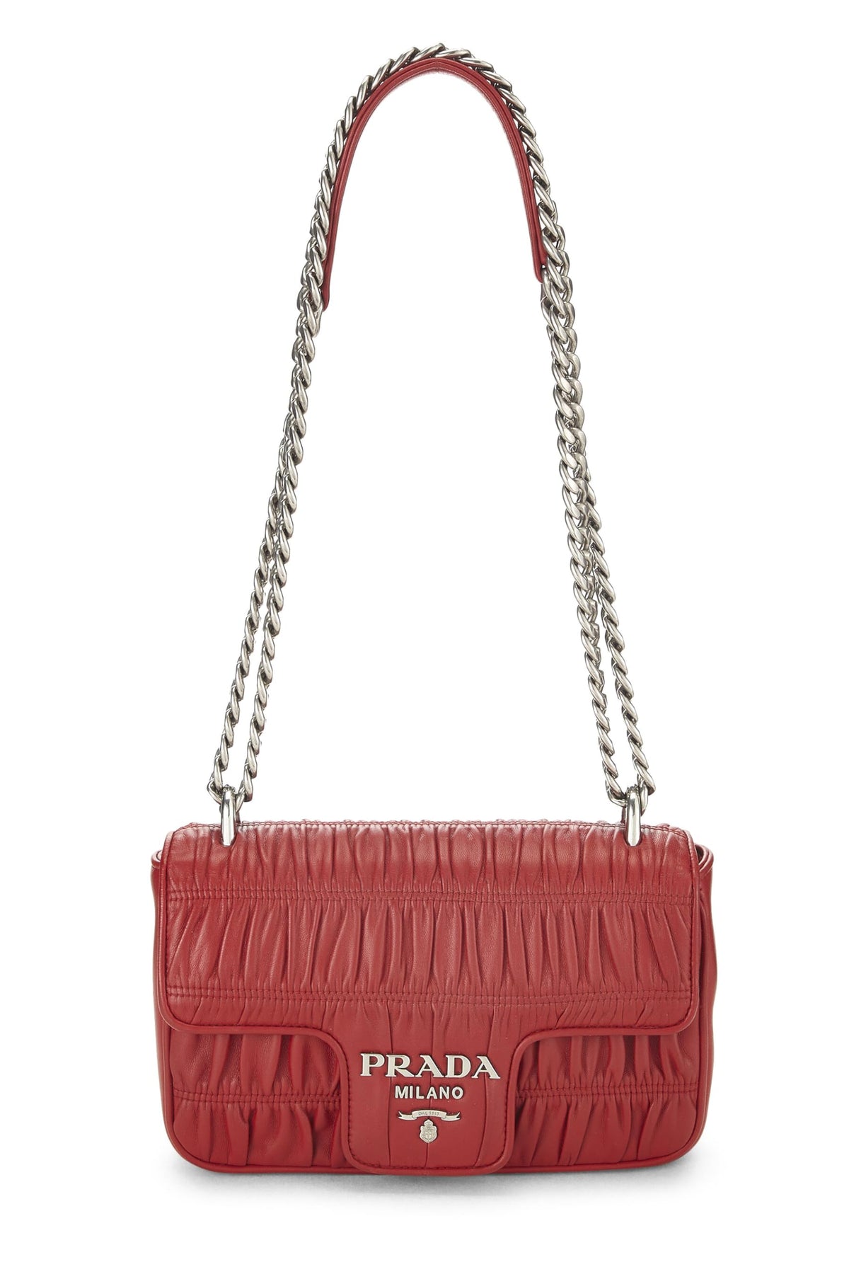 Prada,  Red Nappa Gaufre Crossbody Bag, Red