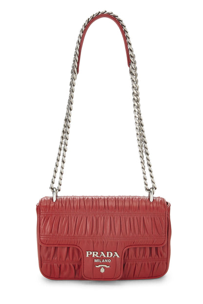 Prada,  Red Nappa Gaufre Crossbody Bag, Red