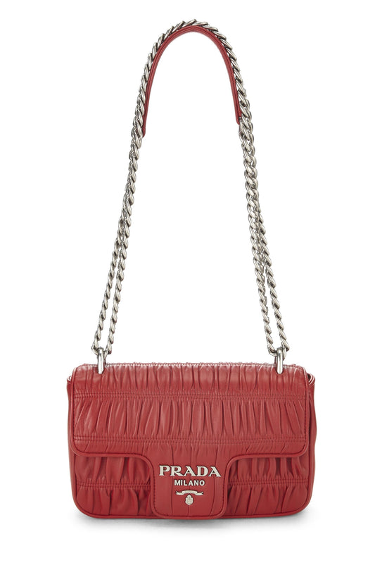 Prada,  Red Nappa Gaufre Crossbody Bag, Red