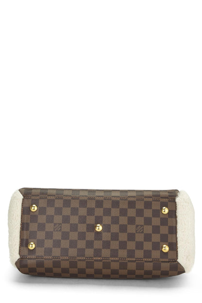 Louis Vuitton,  Black Damier Ebene Shearling Normandy, Black