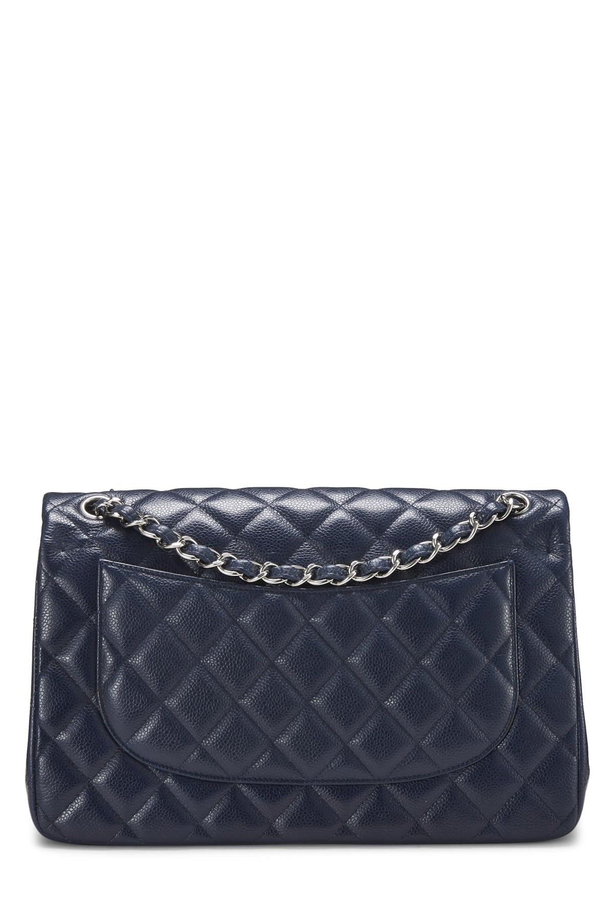 Chanel,  Navy Quilted Caviar New Classic Double Flap Jumbo, Navy