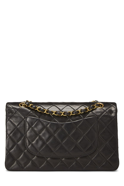 Chanel,  Black Quilted Lambskin Classic Double Flap Medium, Black