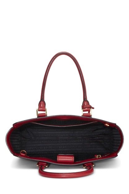 Prada,  Red Saffiano Convertible Handbag Small, Red
