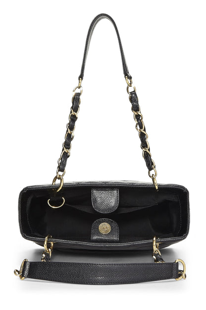 Chanel,  Black Quilted Caviar Petite Shopping Tote (PST), Black
