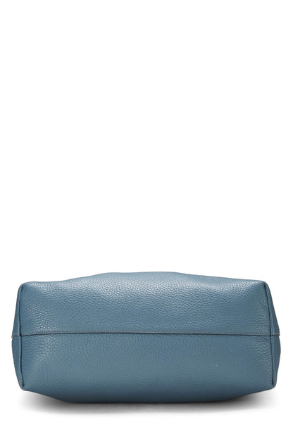 Prada,  Blue Vitello Daino Convertible Tote Medium, Blue