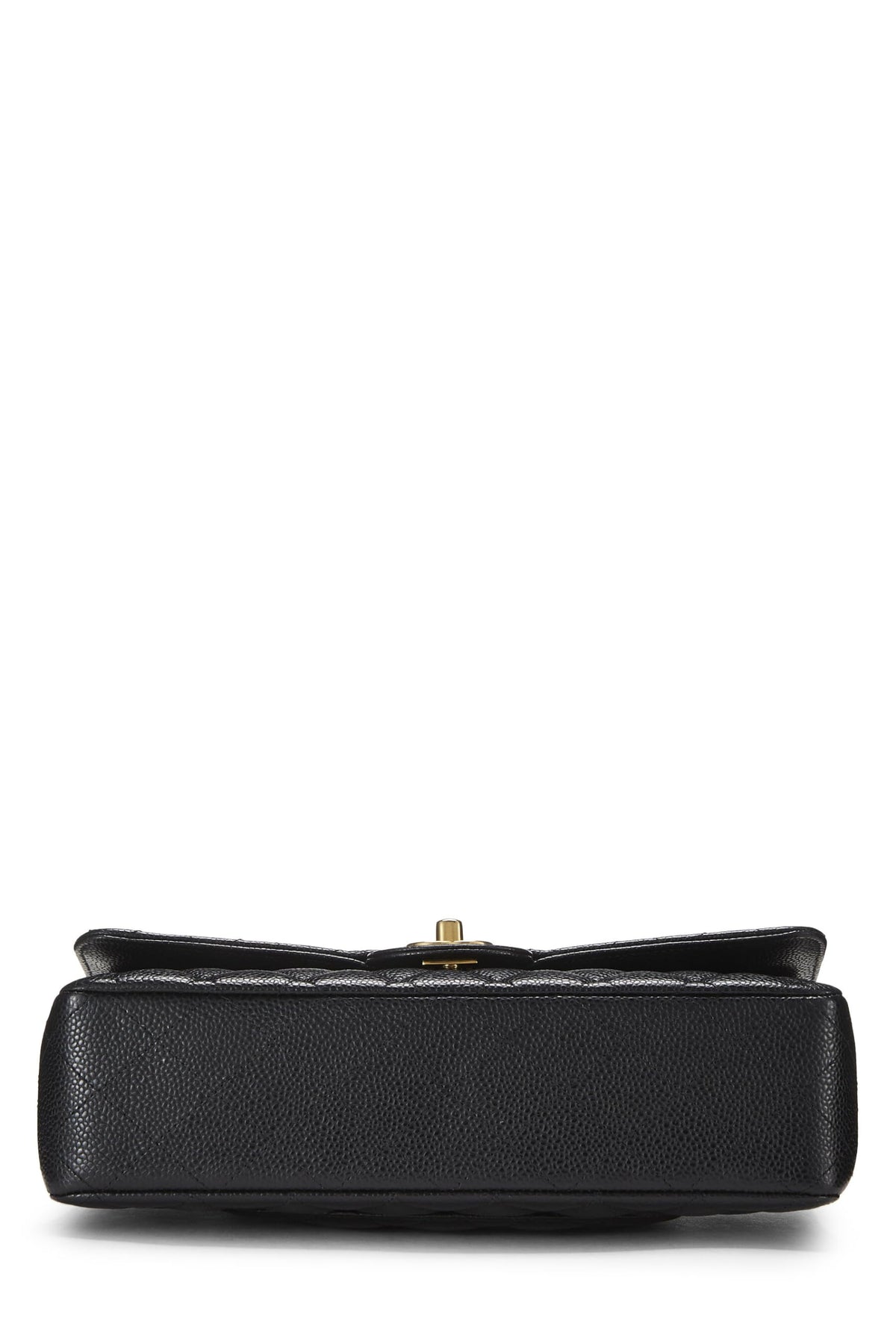 Chanel,  Black Quilted Caviar Classic Double Flap Medium, Black