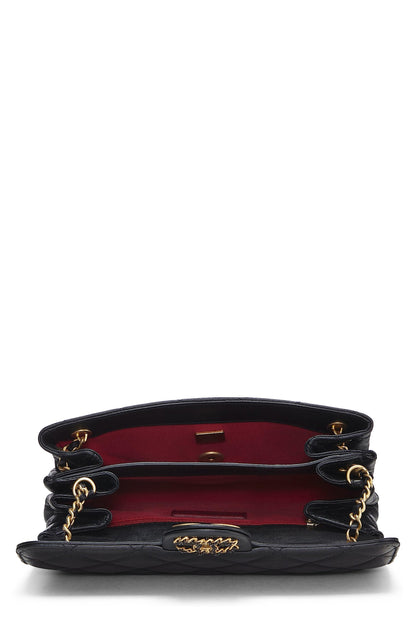 Chanel,  Black Quilted Lambskin Chain Flap Small, Black
