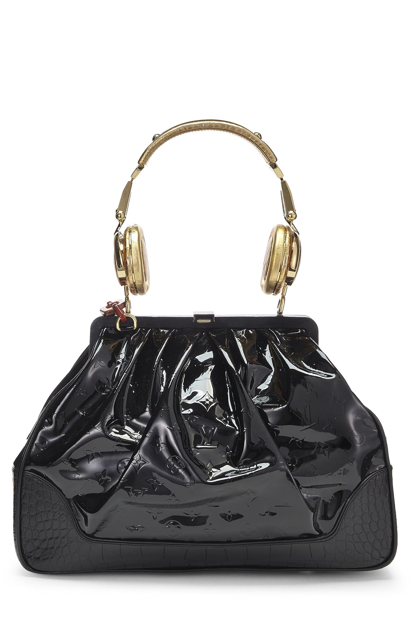 Louis Vuitton,  Black Monogram Vernis Les Extraordinaires Headphone Bag, Black