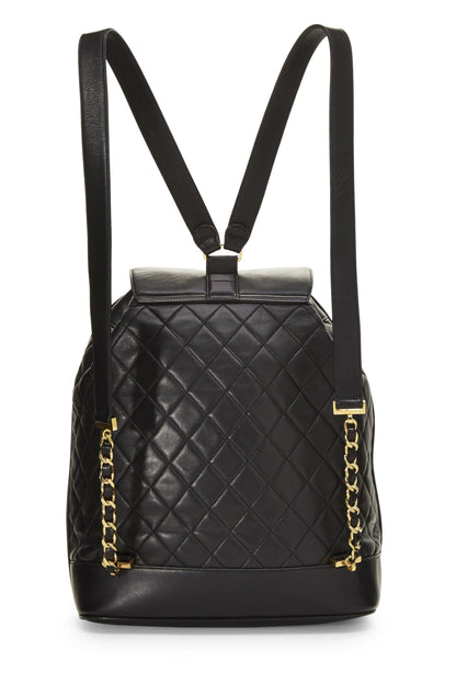 Chanel,  Black Quilted Lambskin Backpack Large, Black