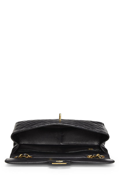 Chanel,  Black Quilted Lambskin Half Flap Jumbo, Black