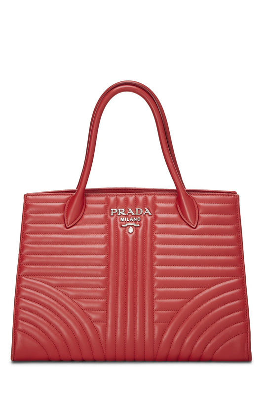 Prada,  Red Calfskin Diagramme Tote, Red