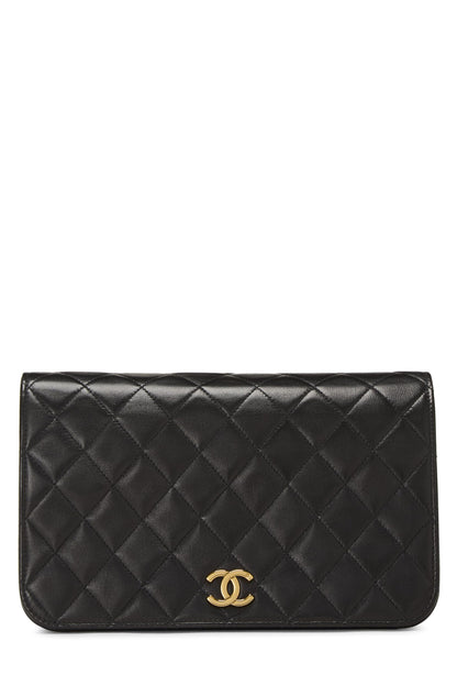 Chanel,  Black Quilted Lambskin Snap Full Flap Small, Black