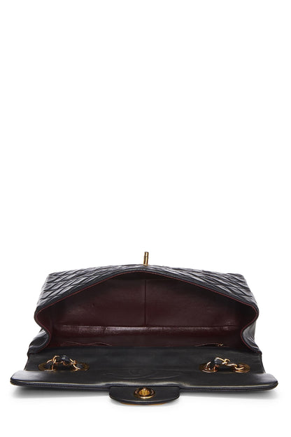 Chanel,  Black Quilted Lambskin Half Flap Maxi, Black