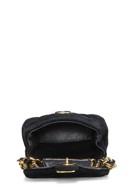 Chanel,  Black Quilted Velvet Half Flap Micro, Black