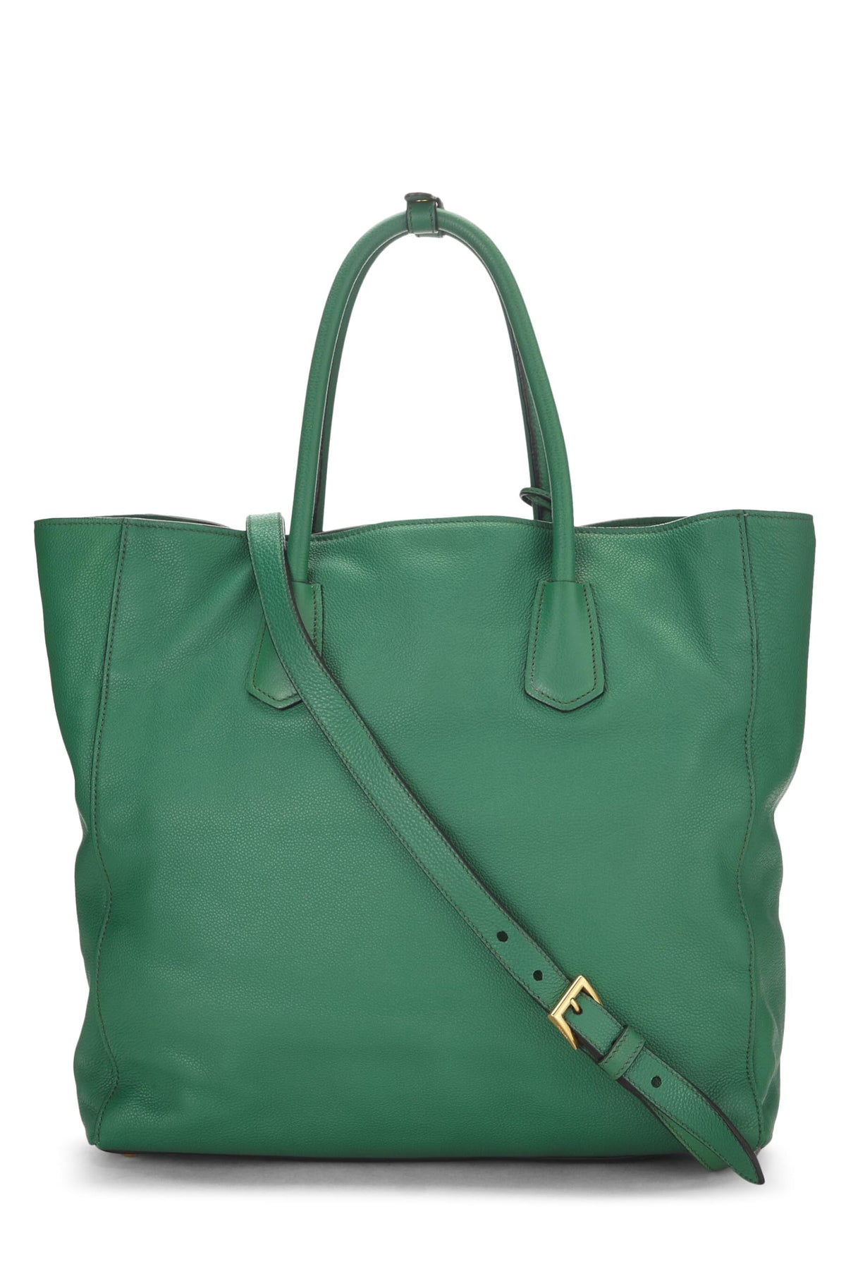 Prada,  Green Vitello Grain Tote, Green