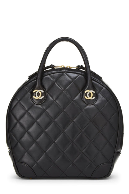 Chanel,  Black Quilted Lambskin Paris Limited Bowler Small, Black