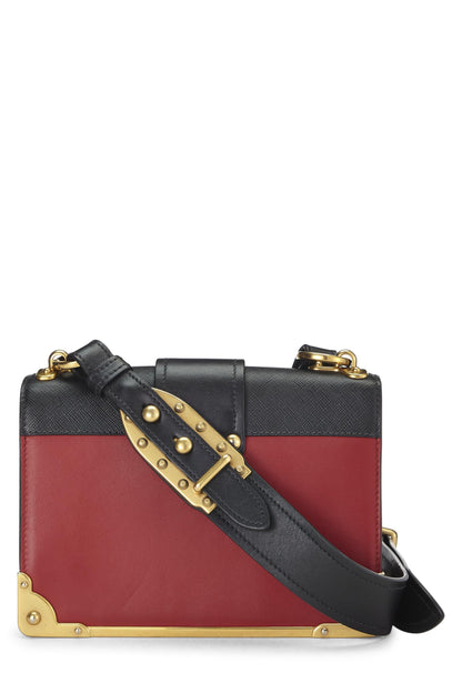 Prada,  Red & Black Leather Cahier Crossbody, Red