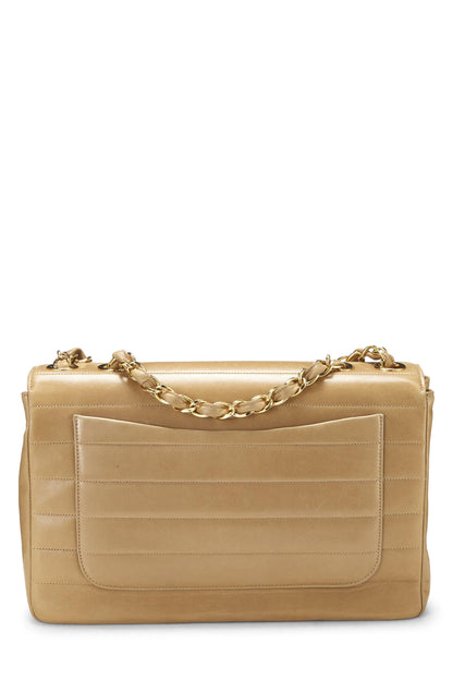 Chanel,  Beige Horizontal Lambskin Half Flap Jumbo, Beige