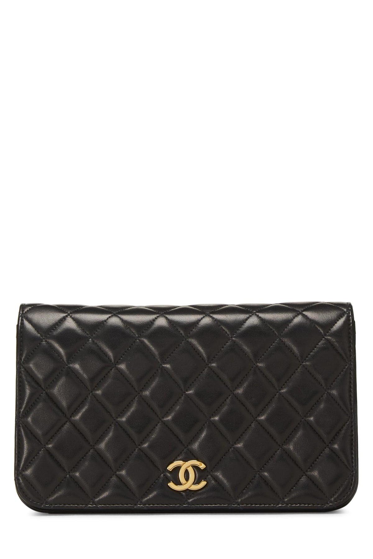 Chanel,  Black Quilted Lambskin Snap Full Flap Small, Black