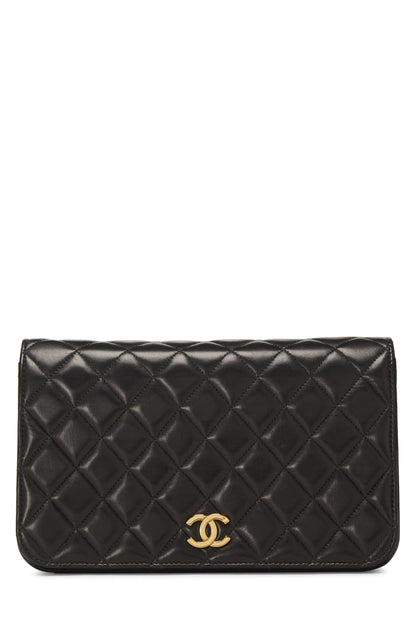 Chanel,  Black Quilted Lambskin Snap Full Flap Small, Black